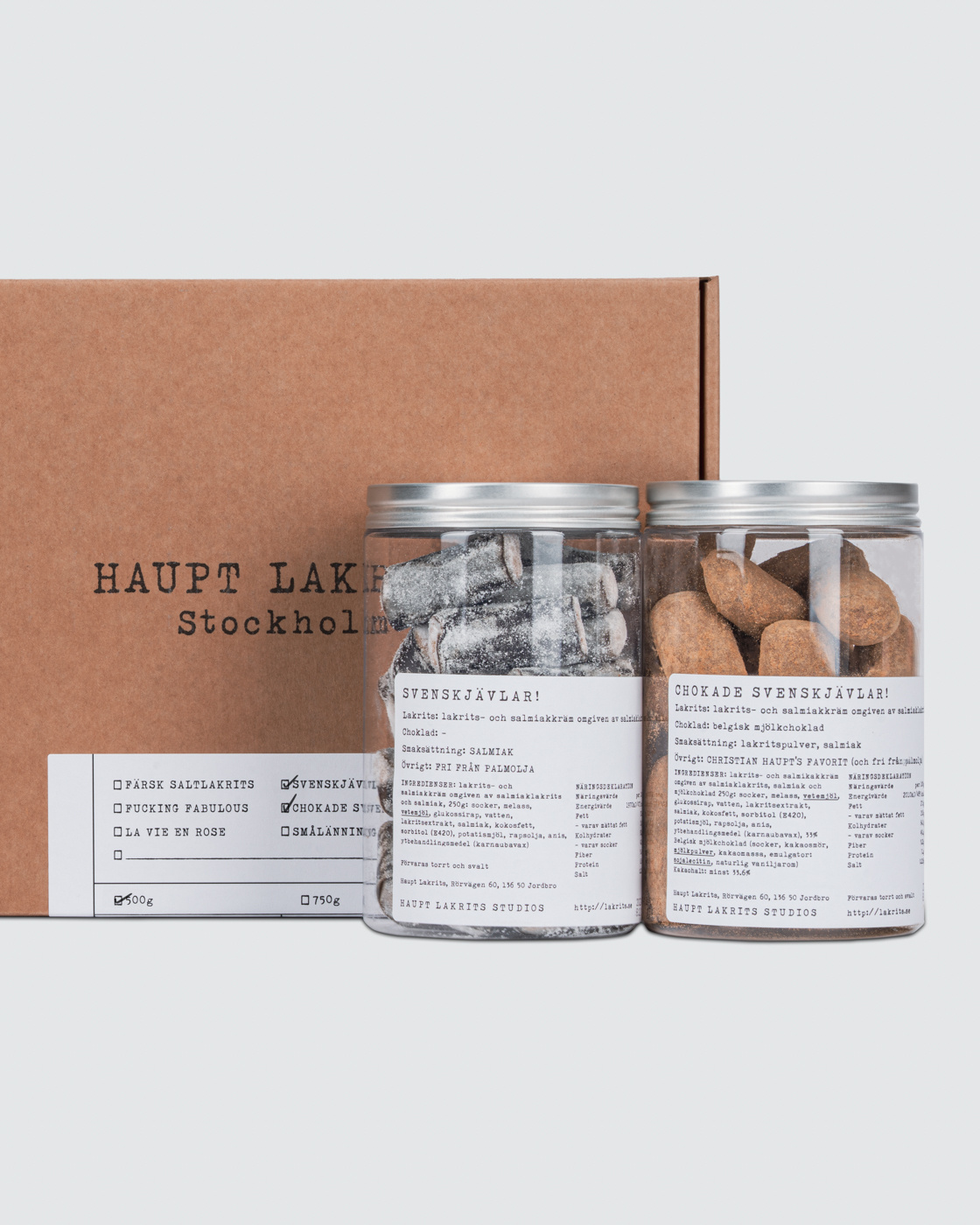 Presentlåda - Svenskjävlar! och Chokade Svenskjävlar! i gruppen Lakrids hos Haupt Lakrits AB (100561)